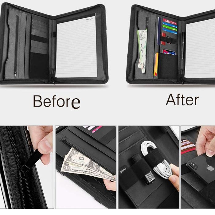 Leather Padfolio Portfolio With Handle